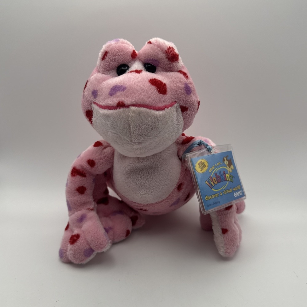 Webkinz Pink Love Frog Plush Stuffed Red Hearts - NEW NWT w/ Code GANZ Valentine